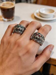 1pc Powerful Tiger Face Niche Style Stainless Steel Ring, Electroplated Waterproof Fade-Resistant, Suitable For Casual Daily Wear, Unique Personalized Enhancing Men's Ring - Tiger Men's Ring - View 8