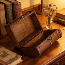1pc Vintage Wooden Multi-Function Jewelry Box - Antique Style Jewelry & Accessories Storage Box With Lock, Can Store Rings, Earrings, Necklaces, Watches | Home Desktop, Travel, Gift Use (Vintage Design) - View 6