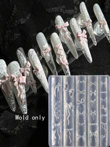 3D树脂硅胶模具，高透明蕾丝硅胶模具 - 欧式蕾丝设计，美甲装饰及可穿戴美甲模具工具，树脂液体模具，卡通领结美甲雕刻荷叶边翅膀模具，美甲师必备 - 彩色 - 查看 17