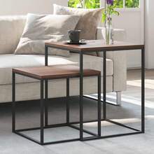 CROISSANCE Ensemble de table basse 2 pcs Bois d'ingénierie et métal - Noir - Voir 2