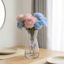 Personalized Glass Flower Vase With Custom Name, Date & Hand-Illustrated Floral Design, Premium Clear Vase For Wedding, Anniversary, Bridal Shower, Unique Gift For Couple/Her, Elegant Decorative Vase For Fresh/Dried Flowers, Perfect Table Centerpiece For Living Room, Kitchen & Home Decor - Multicolor - View 3