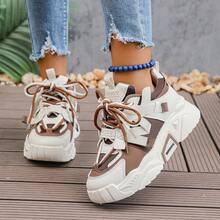 Women's Soft Sole Casual Sports Shoes, White Sneakers, Versatile Chunky Sneakers - Brown - View 7