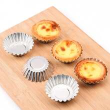 5/10/20/30/100/200pcs Reusable Aluminum Cupcake/Muffin/Pudding Baking Molds, Non-Stick, For Baking Cream Pudding, Silver, 7cm, Baking Tools, Cake/Tart Pans - Silver - View 3