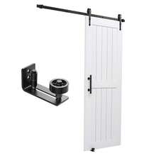 Schiebetür im Scheunenstil Schiebetürsystem (762 x 2134 mm) aus hochfesten MDF-Platten, Scheunentor mit Hardware-Kit & wasserfester PVC-Oberfläche & H-Rahmen für Wohnzimmer Badezimmer Weiß - Weiß, Verbundplatte, 76 x 213 cm - Übersicht 8