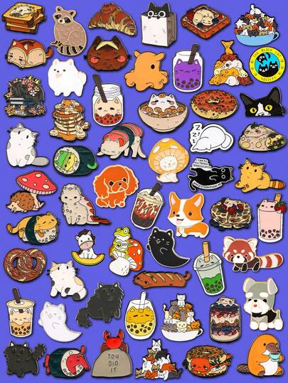 5/10/15/20/25 piezas Broches de animales de dibujos animados de colores aleatorios, prendedores de aleación metálica surtidos con lindos patrones de gatos y animales, estilos elegantes y adorables, gran regalo para adultos y niños, accesorios decorativos para ropa, zapatos, bolsos