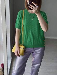 GIGOGOU Women's Basic Casual Short Sleeve T-Shirt, Fashion Spring/Summer - Green - View 6