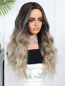 26英寸长波浪渐变棕色合成假发，女士中分长卷发，适合日常佩戴、派对、角色扮演，耐热，适合日常、派对、节日、万圣节、圣诞节、角色扮演等各种场合，是送给女性的礼物和赠品，也适合学校、家庭聚会等场合。 - 漸層棕色 - 查看 4