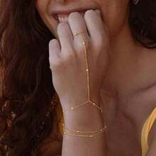 ANGOL Women's Elegant Gold Beaded Chain Bracelet - KC Gold Plated Exquisite Layered Jewelry, Suitable For Daily And Party Use, Versatile Fashion Accessory For All Seasons - Vàng - Xem 6