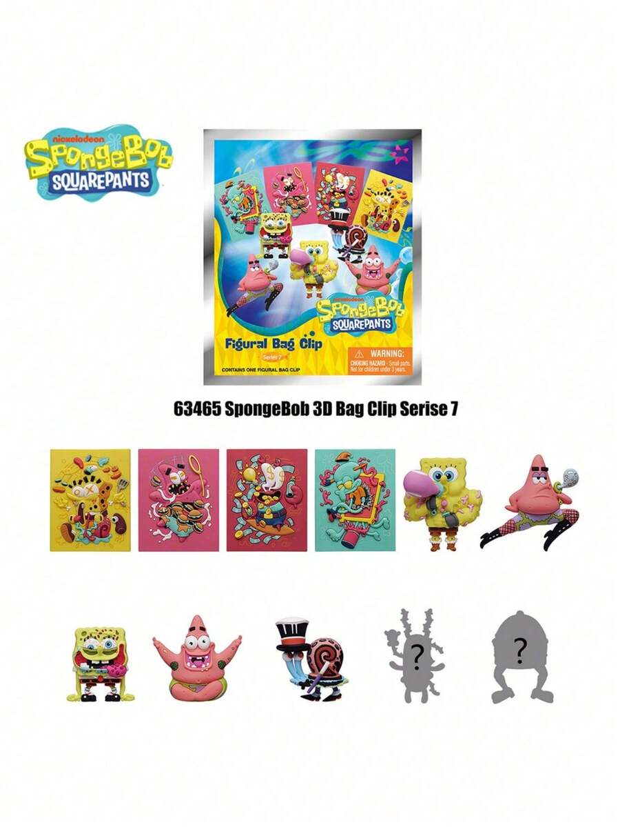 Nickelodeon 1/4pcs Official Blind Bag 3D Mini Figure Keychain Mystery Pack, Includes Random Characters Like, Patrick, Squidward, Sandy, Mr. Krabs, Plankton, Gary, Mrs. Puff, Suitable For Birthday Party Gifts And Fan Collections - Multicolor - View 1