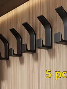 5个装易安装粘性墙钩 - 节省空间的粘性毛巾和衣帽钩，现代设计，塑料材质，适用于浴室、卧室和家居收纳，实用挂钩 - 彩色 - 查看 3