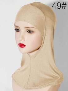1pc Women's Headscarf Cap, Islamic Soft Elastic Shawl Neck Cover Bandana, Summer, Beach, Hat - A - View 8