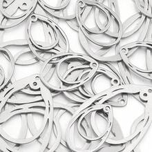 10pcs/Pack Stainless Steel Hollow Water Drop Pendant, Minimalist Fashionable Delicate Geometric Pendant, Handmade DIY Necklace Bracelet Charm Jewelry Accessory - Water Droplet Hollow Pendant - View 8