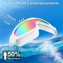 Gafas de natación para adultos de marco grande, de alta definición, antivaho y galvanizadas, gafas protectoras de silicona con protección UV, estuche para gafas de natación gratis + clip nasal y tapones para los oídos. - Negro - Ver 6