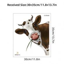 BRUP 1张好奇的偷窥奶牛窗贴，黑白卡通小牛，静电贴纸，适用于儿童房、客厅、厨房窗户，可移除的趣味农场动物主题艺术贴纸 - 多色 - 查看 14