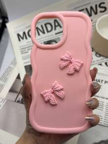 蝴蝶结粉色蝴蝶结可爱DIY马卡龙手机壳，兼容、Galaxy国际版，非国内版 - 粉色 - 查看 3