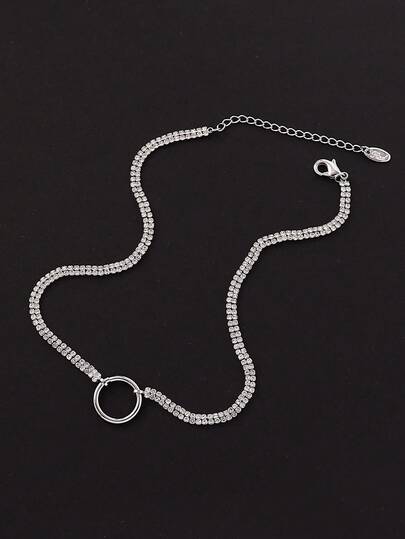 1件闪亮优雅奢华时尚百搭全水晶吊坠可调节项链，适合女士派对、宴会、舞会，是送给朋友、爱人的完美礼物，适合所有季节、度假、日常休闲佩戴。