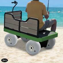 2-Pack Inflatable Beach Wheels 12x6in 121 Lbs Capacity Each PU Sand Tires With 22mm Axle Hole Low Pressure Balloon Wheels - A - View 6