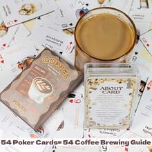 54pcs Coffee Recipe Playing Cards With Acrylic Storage Box, Unique Coffee Drink Making Guide Cards, Home, Game Night, Party Collectibles, Fun Instructional Cards, Creative Gift - Multicolor - View 4