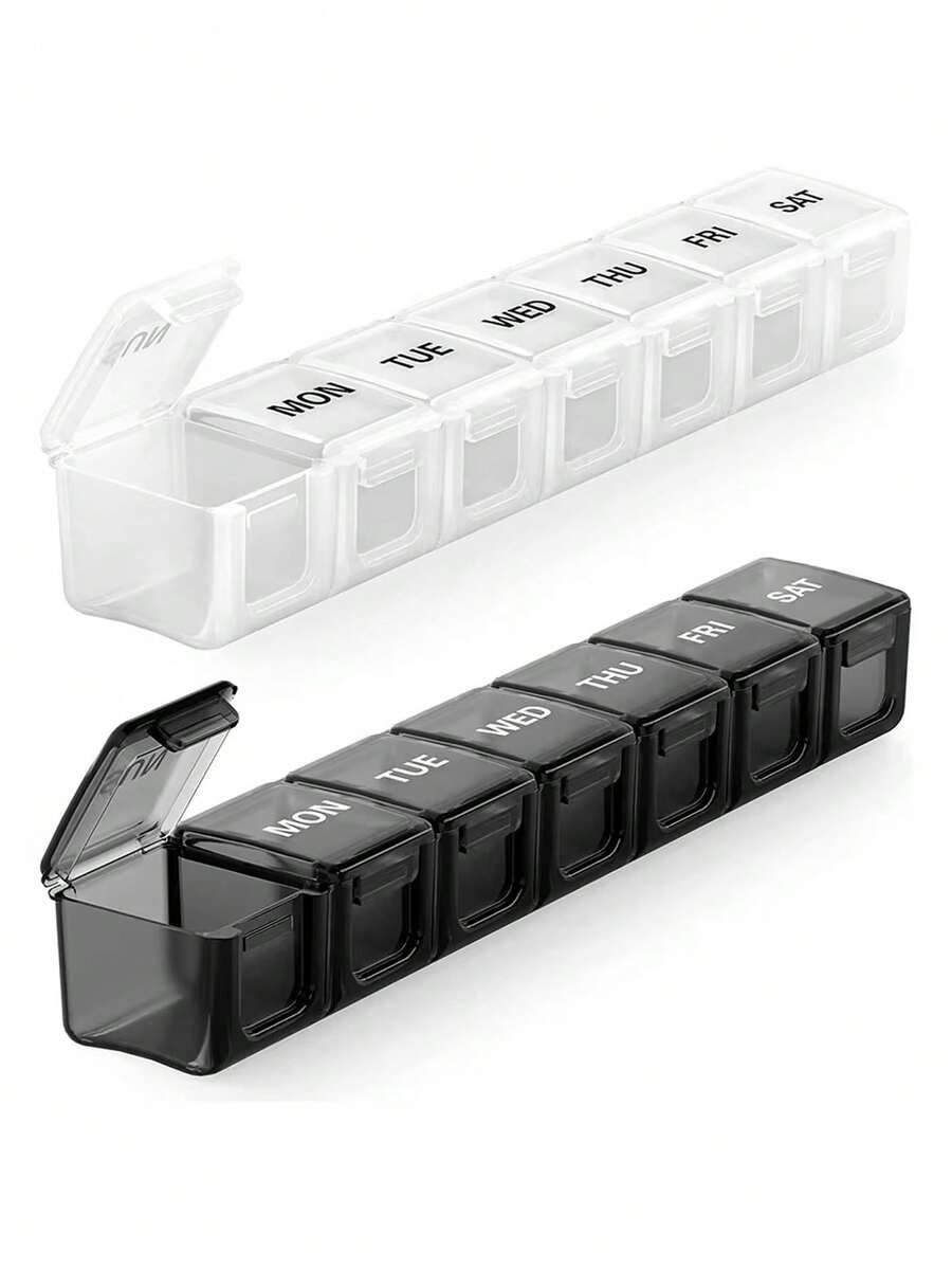 2/1pc Portable Long Pill Box, Travel Vitamin Box, Pill Storage Box, Large Capacity 7-Day Pill Organizer, Candy Bag Holder, Candy Bag Stand, Thanksgiving, Easter, Back To School - View 1