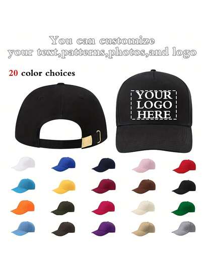 Gorra de béisbol personalizable con texto/logotipo, gorra de sol con letras inglesas multicolor personalizable adecuada para hombres y mujeres, se puede imprimir cualquier patrón facial en la gorra, gorra de béisbol personalizada, impresión de fotos, adecuada para el Día de San Valentín, cumpleaños y ocasiones de regalo. Personalizado, divertido, duradero, colorido, lindo.