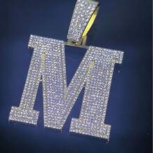 闪亮M字母吊坠项链,街头嘻哈风格立方氧化锆字母项链,精致小巧的颈链,适合日常、节日、派对佩戴 - 吊墜項鍊 - 查看 17