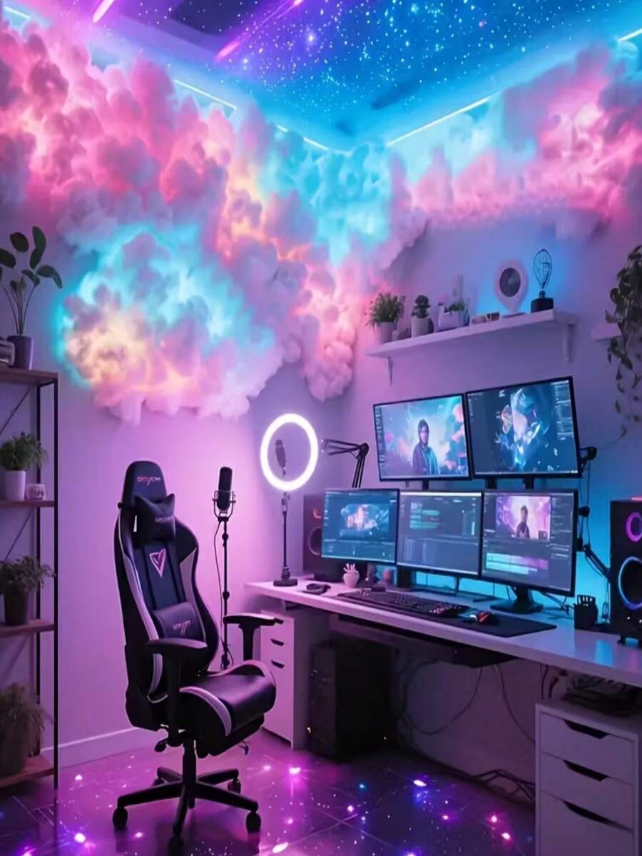 1pc DIY Thunder Cloud LED Light (Single Pack), USB Powered Wall-Mounted Giant Cloud Lamp - Made Of ABS Resin, Adjustable Brightness - Colorful Atmosphere Night Light, Ideal For Gaming Room And Party (Includes Light Source) - Popular Christmas Gift, Suitable For Office, Bedroom, Hotel, Party And Restaurant Holiday Decoration