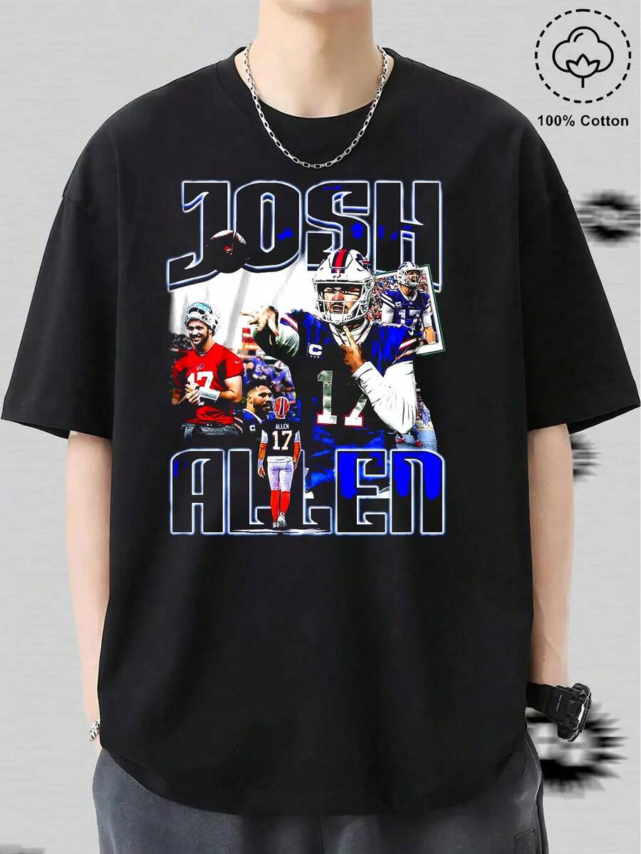 T-shirt unisexe Allen Fan en style doux pour les passionnés de sports, les tenues décontractées, les jours de match, les cadeaux pour les fans de football. T-shirt imprimé - fabriqué en pur coton, il est doux et respirant, convenant aussi bien aux hommes qu'aux femmes. C'est une chemise décontractée qui convient à toutes les saisons et sert de souvenir . Il convient à un usage quotidien, pour les passionnés de mode de rue et les amateurs de musique. - Noir - Voir 1