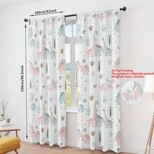 2PCS Nordic-Style Dinosaur Pattern 2D Flat Printed Curtains, Warm And Lovely Children's Room Semi-Blackout - Multicolor - View 13