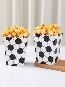 10pcs Football Themed Popcorn Boxes, Disposable Paper Food Containers For Football Birthday, One-Time Use Food Box, Home Decor, Tabletop Decor, World Cup Decorations, Home Theater Snack Box, Sports Party Snack Containers Suitable For Birthday, Baby Shower, Carnival, Movie Night Party - Multicolor - View 5