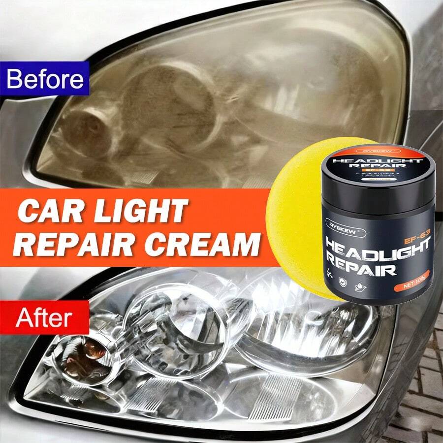 Ryekew 100克汽车大灯修复膏 | 抛光泛黄、刮花的大灯，去除雾气，提升前后大灯亮度