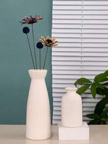 1pc/3pcs Simple Flower Vase Decor, Modern Boho Country Home Decor, Feather Grass Adorned Vases, Creative Bookshelf, Desktop, Shelf Decor, Table Centerpiece, Living Room Office Bookshelf, Entrance Bedroom Decoration - Beige - View 4