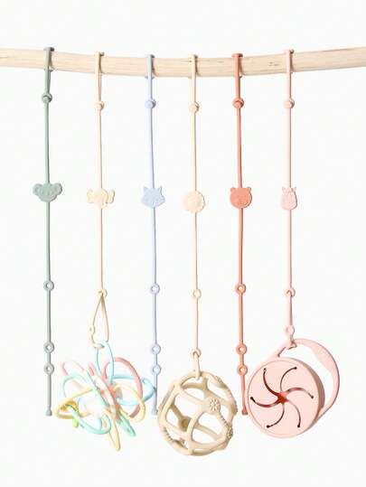 6pcs Baby Pacifier Clip, Silicone Straps, Animal Shape Anti-Lost Adjustable Pacifier Chain For For Strollers, High Chairs, Car Seats