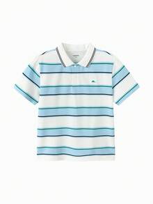 Balabala 男童夏季条纹Polo衫 2026 舒适柔软凉爽透气上衣 - 白藍色調 - 查看 1