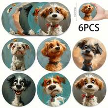6/120pcs 2D Printed Cute Dog Design Round Wooden Coasters, Suitable For Patio, Kitchen, Living Room, Home Gatherings, Dining Table Decor, Gift For Friends And Family, Ideal For Valentine's Day, Wedding, Birthday, Party, Home Decor Accessories - Multicolor - View 7