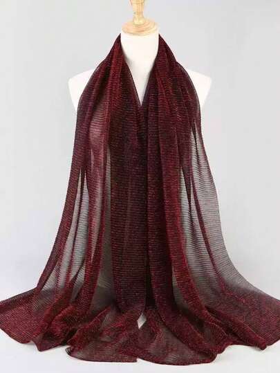 1件透气时尚头巾，纯色雪纺亮片围巾，女士披肩