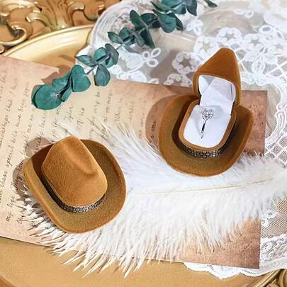 West Highland Cowboy Hat Jewelry Box - Gift Packaging Box For Necklaces, Earrings, Ring Box With Creative Design, Ring Pendant Storage Box, Elegant Gift, Collection And Decorative Jewelry Box