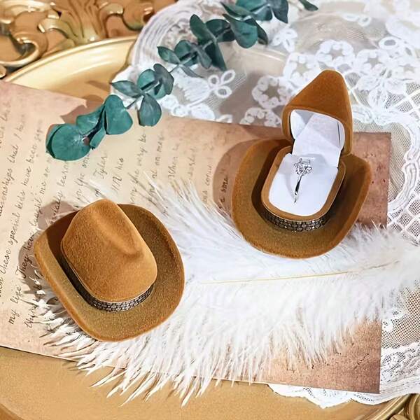 West Highland Cowboy Hat Jewelry Box - Gift Packaging Box For Necklaces, Earrings, Ring Box With Creative Design, Ring Pendant Storage Box, Elegant Gift, Collection And Decorative Jewelry Box