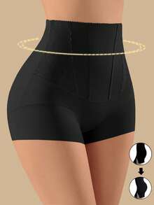 Pantalones moldeadores sin costuras de cintura alta para mujer, leggings de control de abdomen - Negro - Ver 1