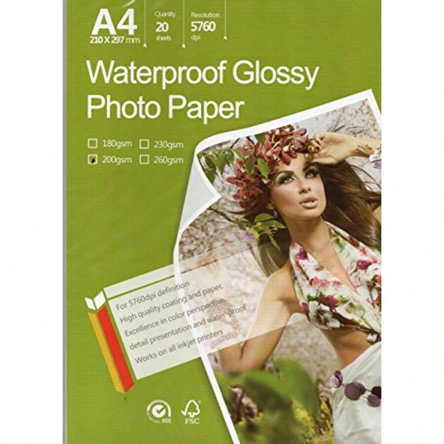 PREMIUM Glossy Inkjet Photo Paper 211 x 29 5 cm Tamaño A4 20 hojas Peso 200 g/m² - Blanco - Ver 1