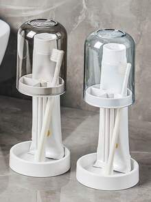Adjustable Height Toothbrush Holder With Cover, Unisex Toothbrush Cup, Dust-Proof Bathroom Toothbrush Storage Box, Toothpaste Holder, Suitable For Travel, Home, Camping, Back To School - Multicolor - View 2
