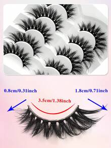 5 Pairs ENCHUW 3D Fluffy False Eyelashes, Thick Curly Natural Look Fake Lashes Suitable For Holidays, Parties, Cat Eye Cosplay, Anime, Various Occasions - Black - View 2