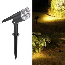 1pc Solar Powered Spotlight With Ground Stake/Wall Mount, Auto On/Off LED Landscape Lighting For Garden, Lawn, Trees - Style a - View 6