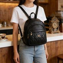 Mochila para Mujer Estilo Casual Diario, Mochila Impermeable Acolchada con Correas Ajustables, para Uso Diario y Escuela,casual versátil,de moda,elegante,material impermeable - Burdeos - Ver 6