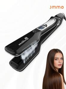JMMO Steam Hair Straightener Professional Titanium Ceramic Strong Steam Flat Iron Styler Professional Steam Hair Straightener & Styling Tool Steampod Professional Styler For All Hair Types - Black - View 2