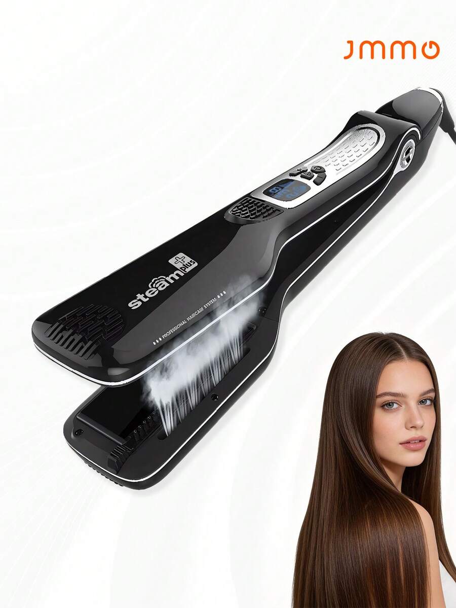 JMMO Steam Hair Straightener Professional Titanium Ceramic Strong Steam Flat Iron Styler Professional Steam Hair Straightener & Styling Tool Steampod Professional Styler For All Hair Types