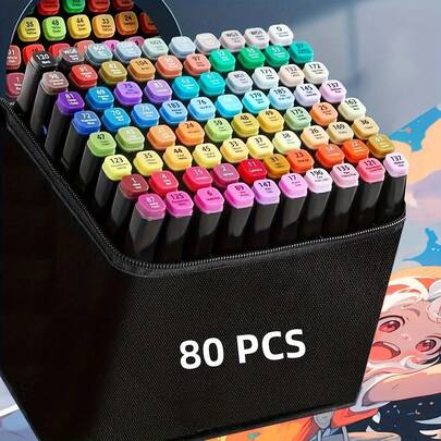 80 Colors Marker Pens, Professional Art Markers, Student Art, Design, Graffiti, Sketching, Coloring, Office, Writing Colored Pen Set, Smooth Application, Painting Enthusiasts