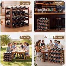 4 Niveles Cava De Vino Porta Vinos Capacidad para 16 Botellas. Porta Botellas De Vino Cava De vinos Madera para Cocina Bar Y Bodega Perfecto para Amantes De Vino Y Hogares - Marrn - Ver 7