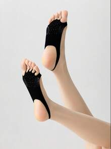 1/3/6 双装冰丝五指袜夏季薄款高跟袜硅胶防滑鞋垫绑带低帮半底袜新款夏季款式 - 彩色 - 查看 4
