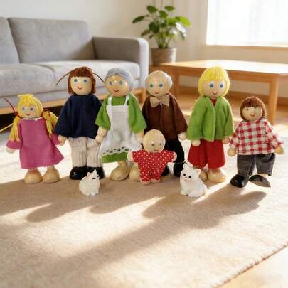 9件套ins风治愈系卡通毛绒玩偶及动物摆件套装，创意家居装饰配件，适用于客厅、卧室、书桌，乔迁新居、结婚礼物（送给女友），可爱吉祥物