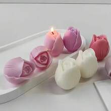 6pcs Tulip-Shaped Candle Molds Silicone Floral Molds For Crafting Your Own Candles Unique Gifts & Art Projects Lifelike Flower Mold Perfect For Celebrating Mother's Day, Christmas, Weddings & Festive Decor - Transparent - View 10